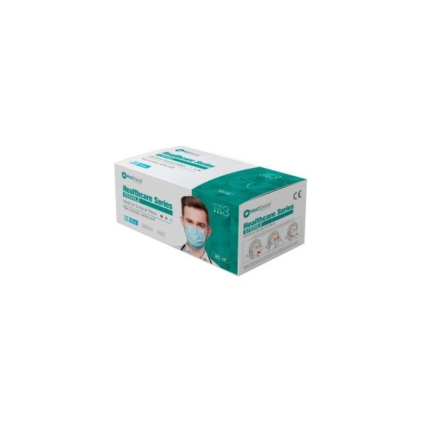 Medshield International MedShield ASTM Level 3 Medical Surgical Disposable Mask, 3-Ply Pleated w/ Earloops, Blue, Box of 50 MS-IIR - main